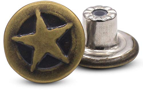 Flying Horse66 Star Prints Brass Jeans Tack Buttons Jacket Buttons 15mm