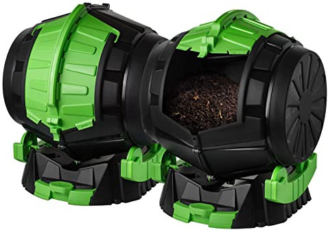Gardening Naturally Tumbling Barrel Rolling Composter 50Litre Pack of Two Easy Composting