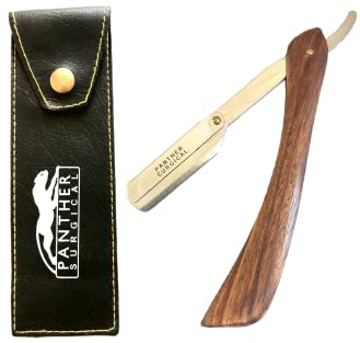 Professional & Personal use Light Weight Cut Throat Shaving Razor Straight Edge Blade Barber Shaver Wood Non Slip Handle Premium Quality Head/Beard Moustache Shaving Razor
