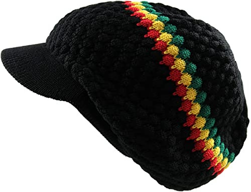 Chapeau rasta pour dreadlocks. Bob Marley avec rayures rasta (RH4) Accessoires pour dreadlocks pour homme et femme., Noir , M/L