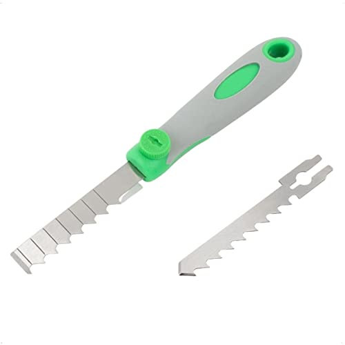 Rekord Fugenreiniger und Unkrautstecher 2 in 1 rostfreies Edelstahl mit Sägezähnen, Klinge auswechselbar, Fugenkratzer, Unkrautentferner, Unkrautkratzer, Jäter, Fugenmesser, Unkrautmesser