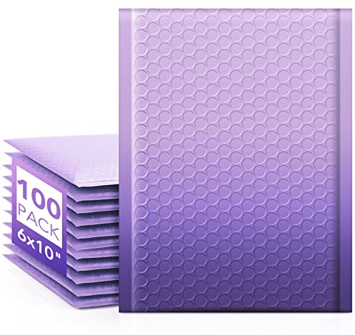 Fuxury Opaque Bubble Mailers 6x10 Inch 100 Pack Gradient Purple Padded Envelopes Usable Size 6x9 Strong Adhesion Bubble Shipping Envelopes for Mailing Jewelry, Makeup #0 Thick Bubble Padded Mailer