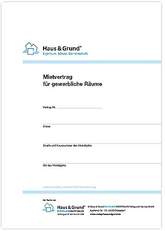 Haus & Grund Mietvertrag fuer gewerbliche Raeume (1 Satz, 2 Exemplare)