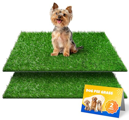 Artificial Pet Pee Grass Mat for Puppy, Pet Turf Fake Grass Replacement Pad for Dog Potty Training, Indoor and Outdoor - Set of 2 (46 x 58.5cm)