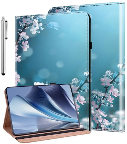 KEDBBAO Hülle für Samsung Galaxy Tab A6 10.1 2016 SM-T580 T585 Schutzhülle Flip PU Leder Wallet Cover Case mit Stifthalter und Standfunktion für Galaxy Tab A 2016 Hülle, Pflaumenblüte