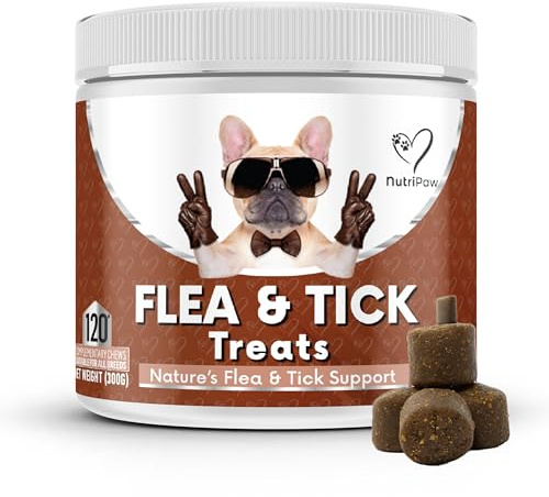 NutriPaw Flea and Tick Chews for Dogs - Natural Flea and Tick Supplement, Oral Flea Chews, No Harsh Pesticides, Natural Way to Enjoy The Spring & Summer - Bacon Flavour - For All Breeds