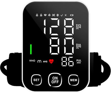 Upper Arm Blood Pressure Monitor - Home Use BP Machine with 2x120 Reading Memory, Adjustable Arm Cuff (8.7-12.6), Large LED Display with Background Light and Voice Broadcast