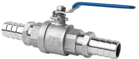 vanne en acier inoxydable, Robinet à bille de vidange bidirectionnel en acier inoxydable 304, 1 pièce, 8mm 10mm 12mm 13mm 15mm 16mm 19mm 20mm 25 32mm OD, robinet à bille for l'eau(13MM)