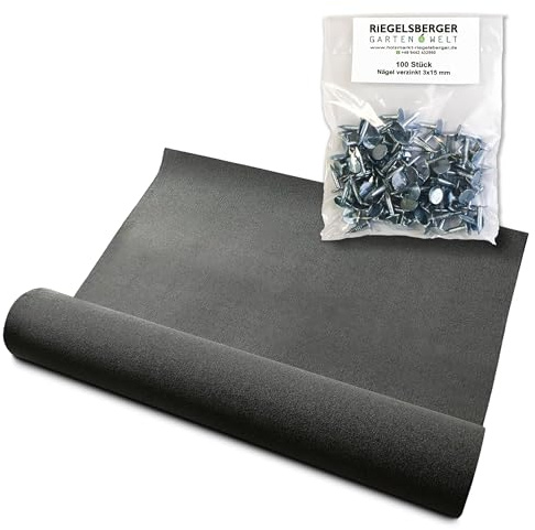 Gartenpirat Papier bitumineux pour toit V13 noir 1 rouleau 10 m² Feuille de bitume pour couverture de toit avec 100 clous de toiture en acier galvanisé 3x15 mm
