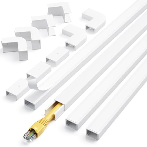 kinkaivy Canalina passacavi, 4 m (4 pezzi-Ciascuno Lungo 1m - 15 x 10 mm), mini canalina passacavi muro adatta per nascondere cavi di alimentazione, cavi per altoparlanti o TV in casa o in ufficio