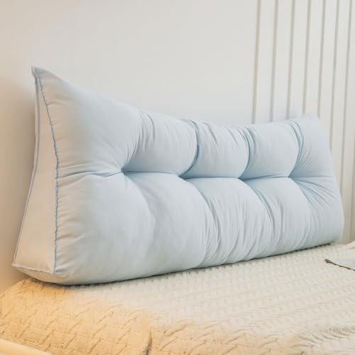 Almohada De Cuña Almohada Para Cabecera De Cama, Cojín De Apoyo Para La Espalda, Almohadas De Lectura Tapizadas De Algodón Lavado Suave, Soporte Lumbar Para Sofá Cama Tatami(180x50x15cm,Blue)