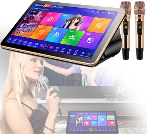 Karaoke-maskin med 18,5 tums pekskärm, 2 trådlösa mikrofoner, onlineuppdatering – 4 TB karaoke sångspelare med display