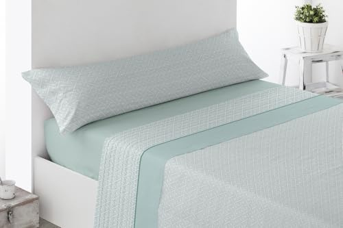 ENERGY COLORS TEXTIL-HOGAR Juego Sábanas Estampadas Verano, Juego 3 Piezas -1 Sabana, 1 Bajera Ajustable y 1 Funda de Almohada Microfibra cepillada (Osron Verde, Cama 150)
