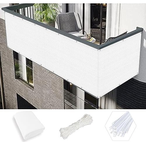 Outdoor– Bâche de clôture de balcon opaque résistante aux intempéries avec trous et attaches de câble, idéale pour terrasse, porche et fête d'intimité