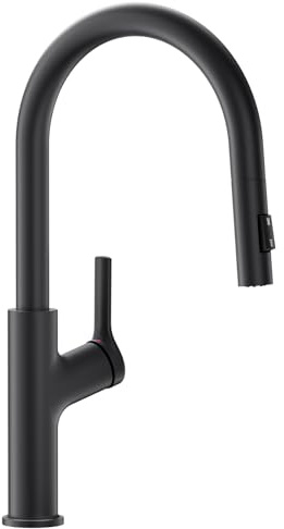 CECIPA Grifo de cocina extensible, aleación de zinc, grifo de cocina con ducha, dos tipos de chorro de agua, grifo de alta presión, giratorio 360°, negro