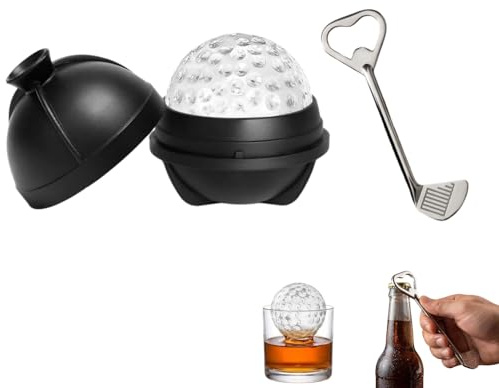 Funny Golf Gifts, 2 Pieces Set: Golf Ball Ice Cube Tray with Golf Bottle Opener, Funny Gifts for Men & Women, Personalised Novelty Unique Golf Presents for Father’s Day, Birthday, Santa & Christmas