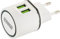 SCHWAIGER LAD230 531 Steckdosenadapter Netzteil Ladegerät Netzstecker USB 2.0 A Ladestecker 230V Eurostecker doppelter Ladestecker weiß grün