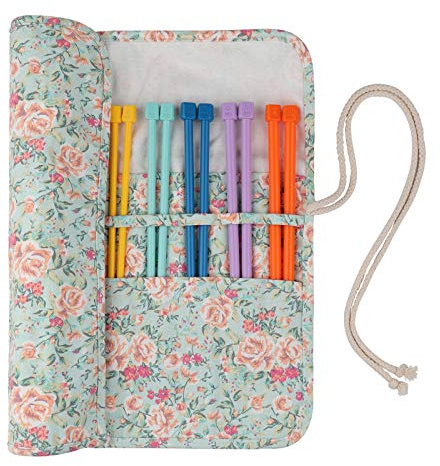 Coopay Juego de Agujas de Tejer de 25 cm, 7 pares de Agujas de Tejer Rectas de Plástico de Colores de Sola Punta con Bolsa de Rollo, Agujas de Tejer para Principiantes,4.0mm - 10mm