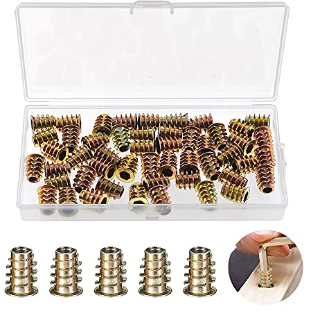 YIXISI 50 Pezzi M6x15 Dadi Esagonali in Lega di zinco Kit, Mobili Presa Esagonale Inserti a Vite Inserti Filettati Kit di Strumenti Assortimento di Noci M6, per Mobili in Legno