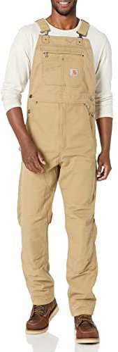 Carhartt Herren Rugged Flex Relaxed Fit Canvas Lätzchen Overalls, Dark Khaki 1, 42 US, Dunkles kaki