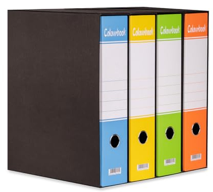 Colourbook Raccoglitori A Leva Con Custodia, Set Da 4 Pezzi Colorati, Formato Protocollo A4 23x33 Cm, Dorso 8 Cm D8, Registratori Per Archiviazione Documenti Ufficio