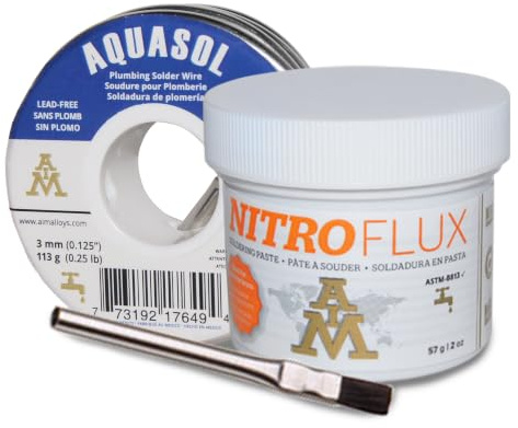 AIM Plumbing Solder Kit with solder wire, flux and brush, Solder for Plumbing Repairs (113g / 4oz)