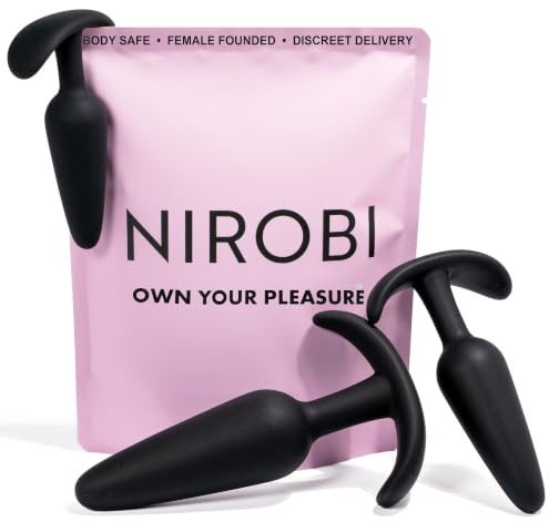 Nirobi Butt Plug Set, Silicone Anal Trainer Plugs, Adult Sex Toy, Black | Butt plug set, small, anal plug, anal toys, soft flexible silicone, waterproof, graduated sizes, black