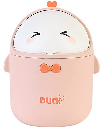 SYULCR Mini mülleimer mit Deckel, Süße Cartoon Tisch Mülleimer, Mini Tischmülleimer mit Deckel, Papierkorb mit Deckel, Mülleimer Badezimmer, für Zuhause Büro Wohnzimmer (Rosa)