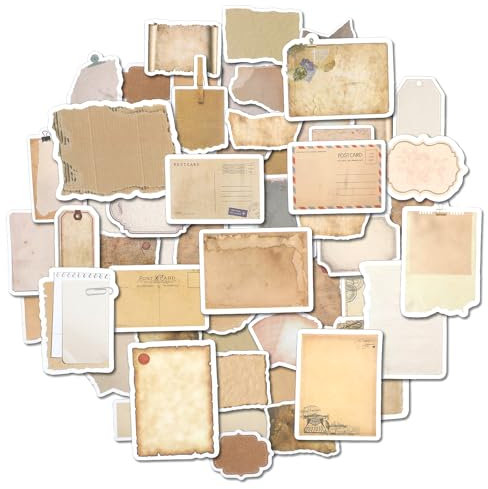 TIESOME 80 Stück 2 Stile Scrapbooking Sticker, Beschreibbar Vintage Dekopapier Scrapbook Stickers Washi Aufkleber Beschreibbar für Tagebuch Stempel Scrapbook Kalender Notizbuch Fotoalbum Dekoration