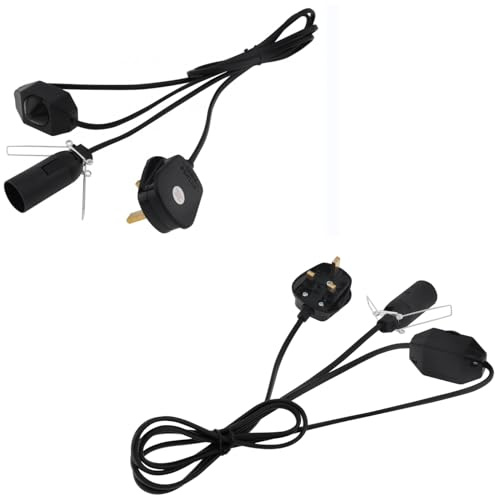RTNLIT 2 Pack Himalayan Salt Lamp Cord with Dimmer Switch, 1.8m Original Replacement Power Cable with E14 Bulb Holder, UK Plug Light Fitting Spare, for Crystal Salt Rock Table Lamp,