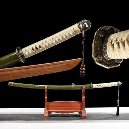 HJHUUA Katana de Madera,con Funda Shinai Natural,Bokken Hecho a Mano,para Entrenamiento de Lucha con Espada Kendo,Anime,Cosplay,Accesorios Iaido,Regalos de cumpleaños de Navidad,colección - 103 cm