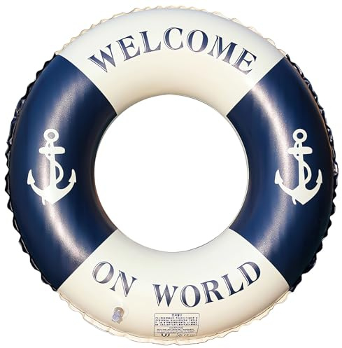 Inflable Anillo De Natación Vintage a Rayas Flotador Inflable, Fiesta De Agua Flotador Inflable Anillo De Natación, para Piscinas de Verano y Playa para Adultos y Niños (Azul)