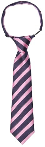 Kajeer Corbatas Preatadas para Niños y Niñas, Corbata Negra Ajustables Con rayas Diagonales de Cachemira para uniformes escolares (Raya rosa+azul, M-38cm(edad 5 años-12 años))