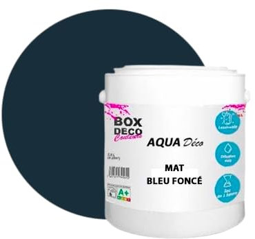 BOX DECO COULEURS Peinture murale acrylique aspect mat Aqua Déco - 2,5L, Bleu Foncé