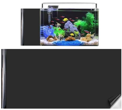 Fish Tank Background 40 * 100cm Aquarium Backdrop Black Static Cling | Self Adhesive Aquarium Sticker Underwater World Wallpaper Poster Back Wall Film be Cut for Fish Tank Terrarium Decoration