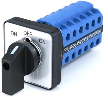 Interruttore di commutazione universale a tre posizioni ON-OFF-ON Max.440V 20A 48 * 48mm con manopola rotante for montaggio a pannello