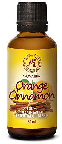 Mezcla de Aceite Esencial Canela y Naranja para Aromaterapia - Difusor - Lámpara Aromática - 50ml - Cinnamomum Zeylanicum - Citrus Sinensis