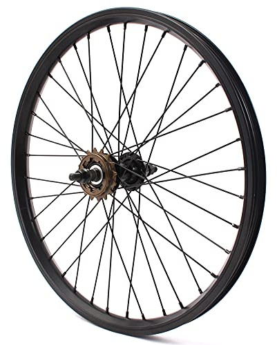 KHE BMX bakhjul 20 tum 10 mm axel 7500 aluminium fälg 36 hål svart 16 kugghjul