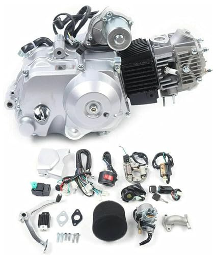 125 cc-motor, 4-taktsmotor, halvautomatisk ATV-motor, gokart, encylinder, luftkyld, elektrisk start med ledningar, luftfilter, kedjelåda för pitbike, dirtbike, buggy