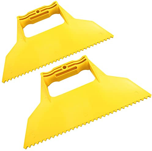 AERZETIX - C50032 - Lot de 2 - Spatule à dents triangulaires Raclette de finition crantée - 225mm - Outils à main pour la construction - Maçonnerie/Maçon/Enduit/Plâtre