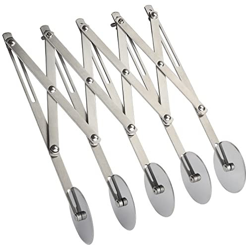5-Wheel Stainless Steel Pastry Cutter - Expandable Pasta Roller for Noodle, Pizza, Pie Crust, Cookie Divider