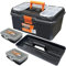 BOLTWORK Tool Box 16inch x 1 Plastic Chest Case Organizer with Removable Tray & 2 x 8 Compartment Organizers, 3 pc set Quality Plastic for D.I.Y, Household & Professional Use. 1% Donated to Hospital