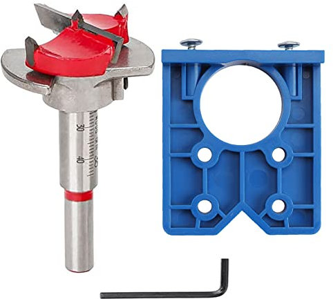Cymax Hinge Jig Drill Guide Set,35mm Concealed Hinge Hole Drilling Jig Forstner Bits Set Hinge Hole Cutter for Door Kitchen Cupboard Cabinet Hinge