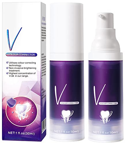 HXTMKT Purple Colour Corrector Toothpaste, V-34plus Color Corrector Purple Toothpaste for Teeth Whitening, Whitening Toothpastes Stain Removal, Teeth Cleaning and Care 2 Pack