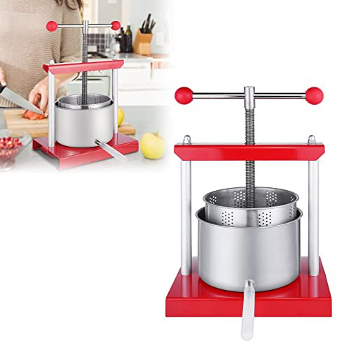 XMTECH Obstpresse Manuelle Fruchtpresse Saftpresse Edelstahl 3L Edelstahlkorb Beerenpresse Weinpresse Orangenpresse für Obstmühle Gemüse Obst Trauben Manuell Entsafter