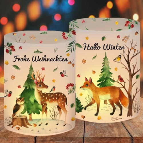 12 Lanterna Decorativa per la Tavola di Natale, Lanterne Natalizie, Portacandele Natalizie, Decorazione Tavola di Natale, Adatto per Lumini o Candele