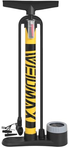 WEIDMAX Fahrradpumpe mit Manometer, Luftpumpe Fahrrad alle Ventile, Tragbare Fahrrad Standpumpe Fahrrad-Reifenpumpe mit Presta & Schrader Ventil, Standluftpumpe für Rennrad MTB Sport Bälle, etc.