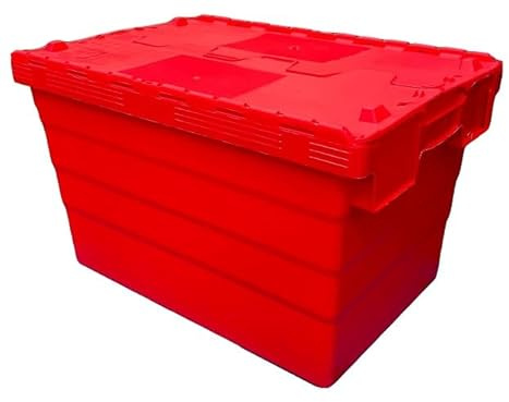 Solent Plastics 68 Litre Heavy Duty Colour Coded Attached Lid Containers - Available in 5 Colours! (SPKM365V-RED-1)