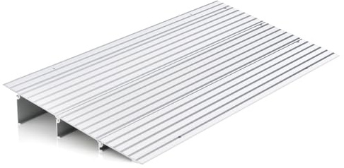 GOPLUS Rampe de seuil de Porte, Rampe d'entrée de 10.5cm, Hauteur réglable, Cadre en Aluminium Robuste, Surface antidérapante, capacité de 317kg, pour fauteuils roulants (86,5 x 41,5 x 8,5 cm)