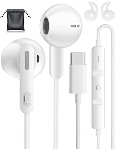Ecouteurs USB C pour i Phone 15 16 Pro Max,Stéréo Écouteurs USB C Intra Ecouteurs Filaire USBC et Micro pour Samsung Galaxy S25 S24 S23 Ultra S22 A54 A56 A16 A55 A35 5G Xiaomi 14 Pixel 8 iPad Pro